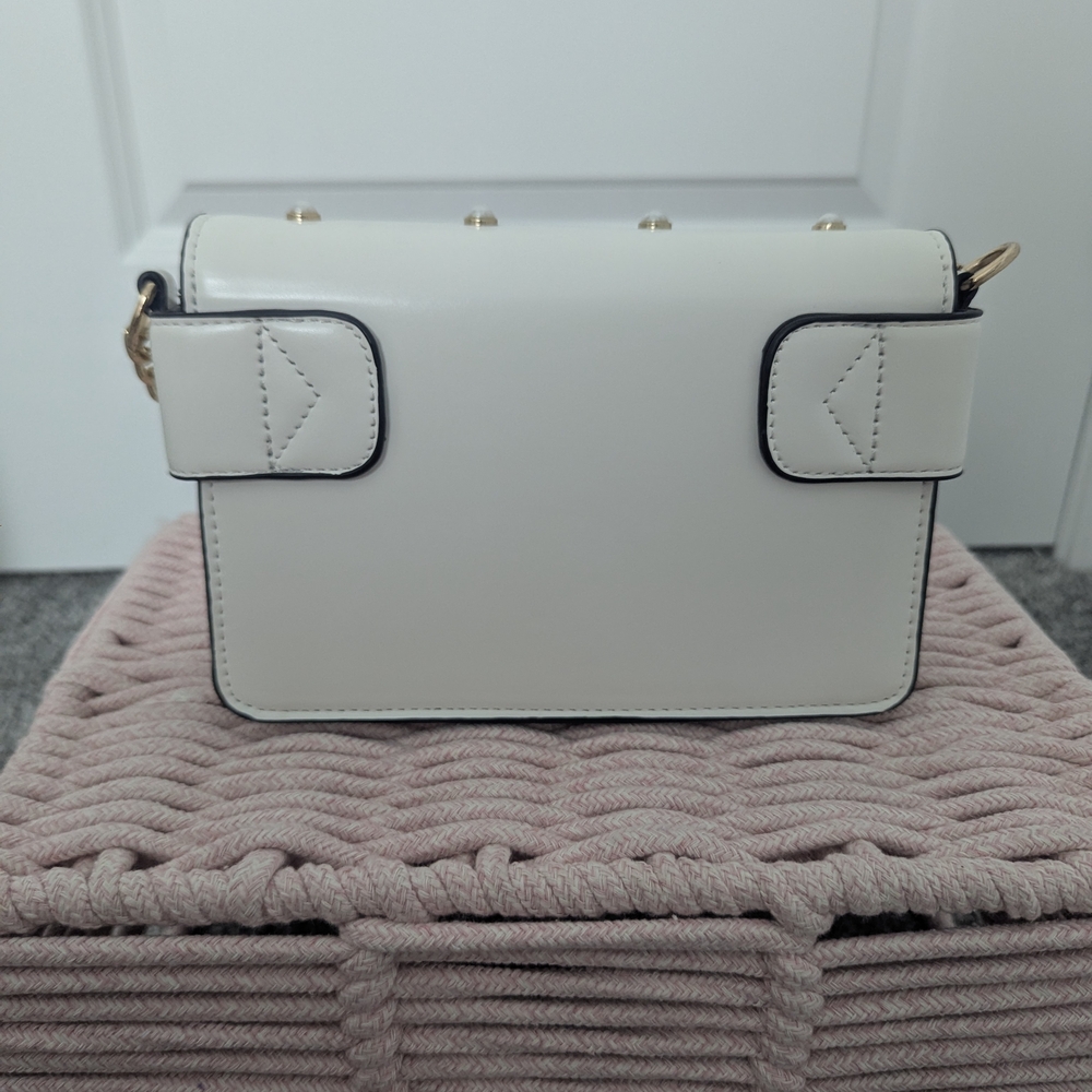 Elegant White Studded Bag with Gold Chain - Picture 12 of 16